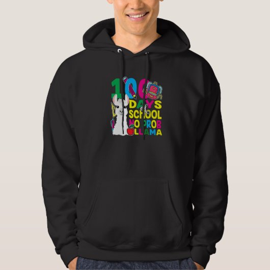 100 Days Of School No Prob llama Llama Teacher And Hoodie (Voorkant)