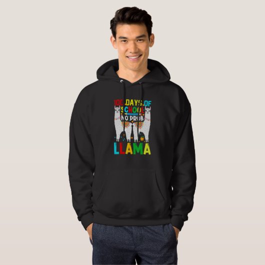 100 Days Of School No Prob-llama Llama Teacher And Hoodie (Voorkant volledig)