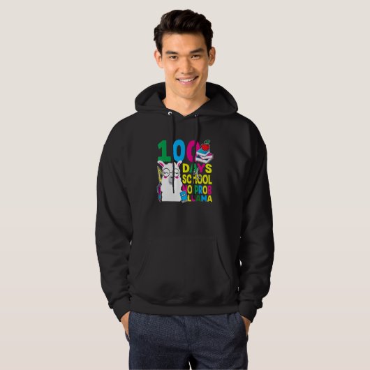 100 Days Of School No Prob-llama Llama Teacher And Hoodie (Voorkant volledig)