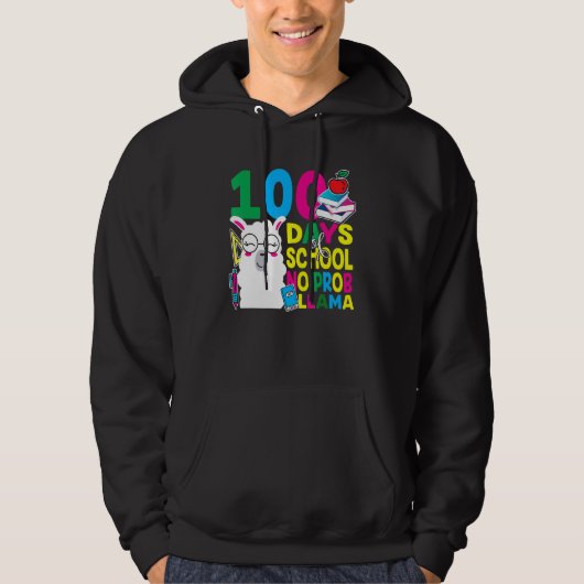 100 Days Of School No Prob-llama Llama Teacher And Hoodie (Voorkant)