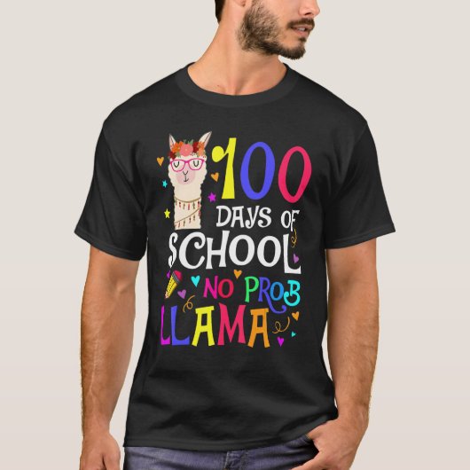 100 Days Of School No Prob Llama Llama Teacher And T-shirt (Voorkant)