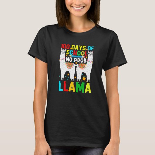 100 Days Of School No Prob-llama Llama Teacher And T-shirt (Voorkant)