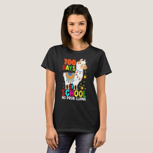 100 Days Of School No Prob Llama Llama Teacher And T-shirt (Voorkant volledig)