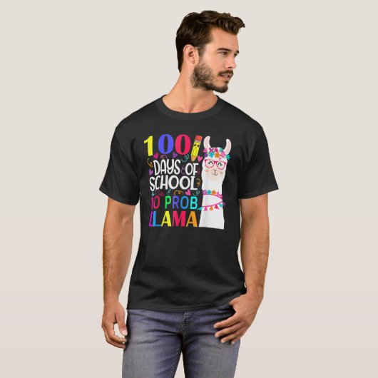 100 Days Of School No Prob Llama Llama Teacher And T-shirt (Voorkant volledig)