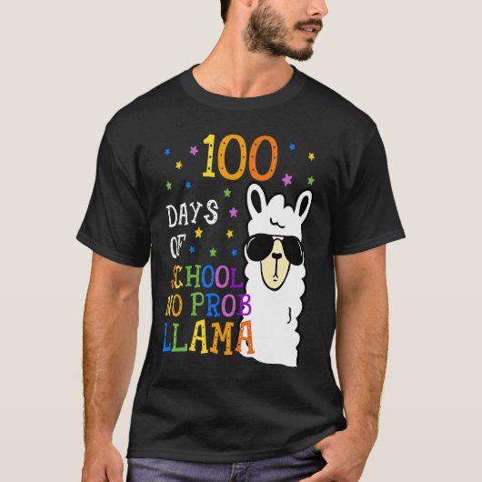100 Days Of School No Prob llama Llama Teacher And T-shirt (Voorkant)