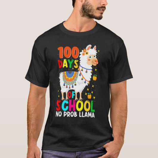 100 Days Of School No Prob Llama Llama Teacher And T-shirt (Voorkant)