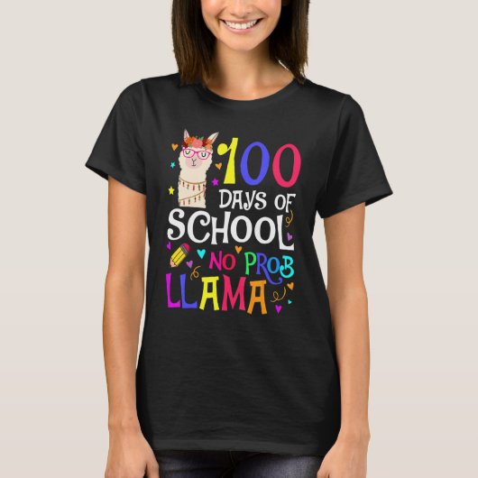 100 Days Of School No Prob Llama Llama Teacher And T-shirt (Voorkant)