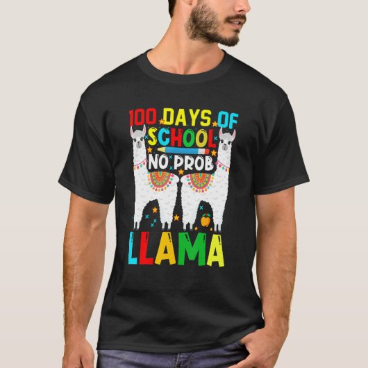 100 Days Of School No Prob-llama Llama Teacher And T-shirt (Voorkant)