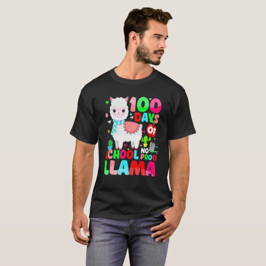 100 Days Of School No Prob Llama Llama Teacher And T-shirt (Voorkant volledig)