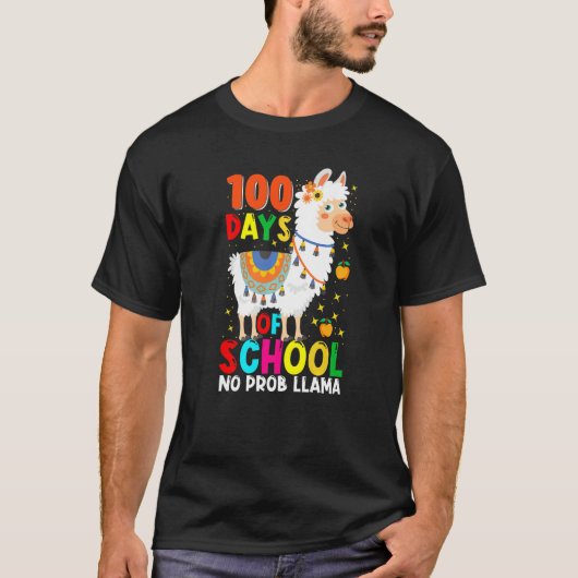 100 Days Of School No Prob-llama Llama Teacher And T-shirt (Voorkant)