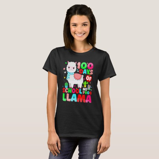 100 Days Of School No Prob Llama Llama Teacher And T-shirt (Voorkant volledig)