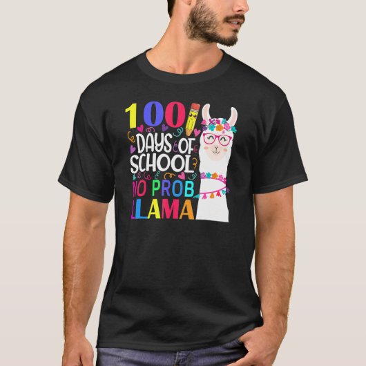 100 Days Of School No Prob Llama Llama Teacher And T-shirt (Voorkant)