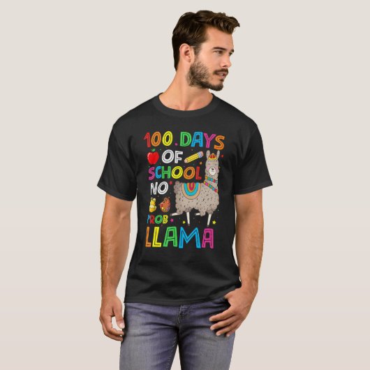 100 Days Of School No Prob-llama Llama Teacher And T-shirt (Voorkant volledig)