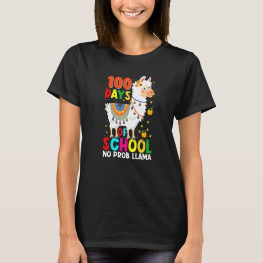 100 Days Of School No Prob-llama Llama Teacher And T-shirt (Voorkant)