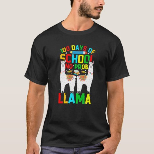 100 Days Of School No Prob-llama Llama Teacher And T-shirt (Voorkant)