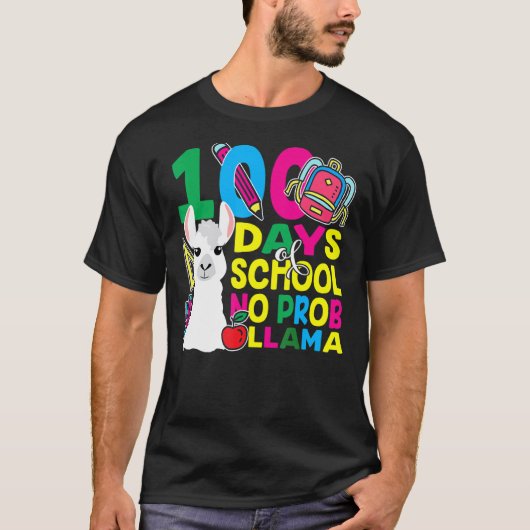 100 Days Of School No Prob-llama Llama Teacher And T-shirt (Voorkant)