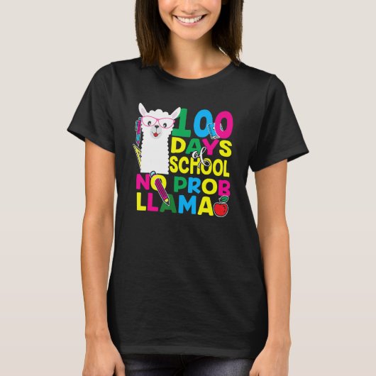 100 Days Of School No Prob-llama Llama Teacher And T-shirt (Voorkant)