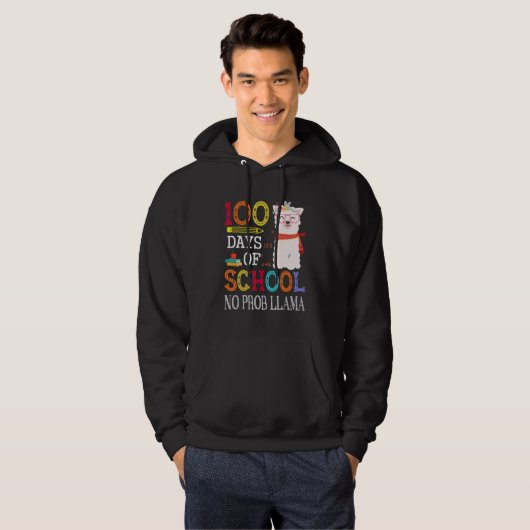 100 Days Of School No Prob llama   Llama Teacher G Hoodie (Voorkant volledig)