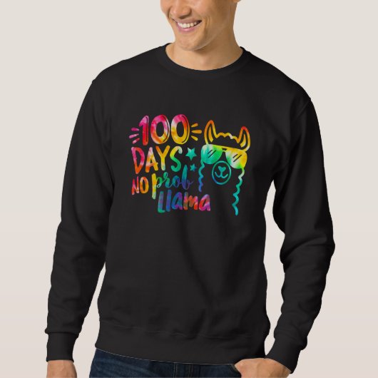 100 Days Of School No Prob-llama Llama Teacher Kid Trui (Voorkant)