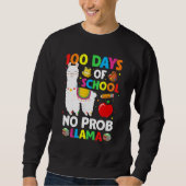 100 Days Of School No Prob Llama Lover Teacher Kid Trui (Voorkant)