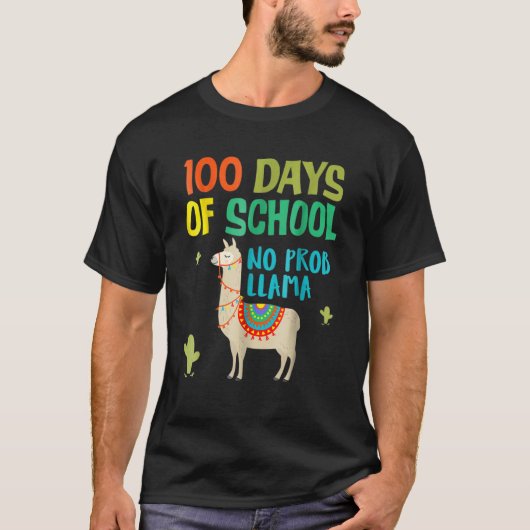 100 Days Of School No Prob LLAMA Shirt 2023 For Bo (Voorkant)