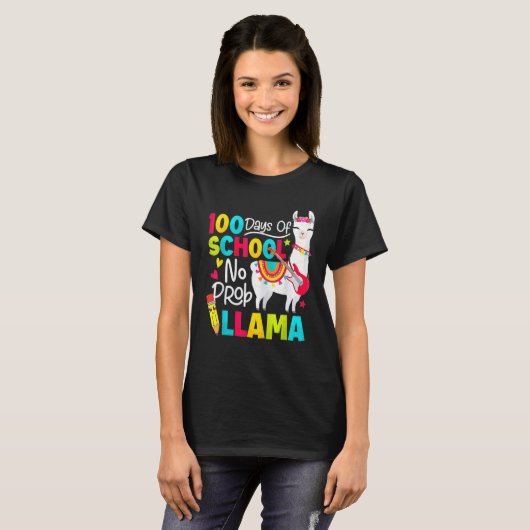 100 days of school no prob llama t-shirt (Voorkant volledig)