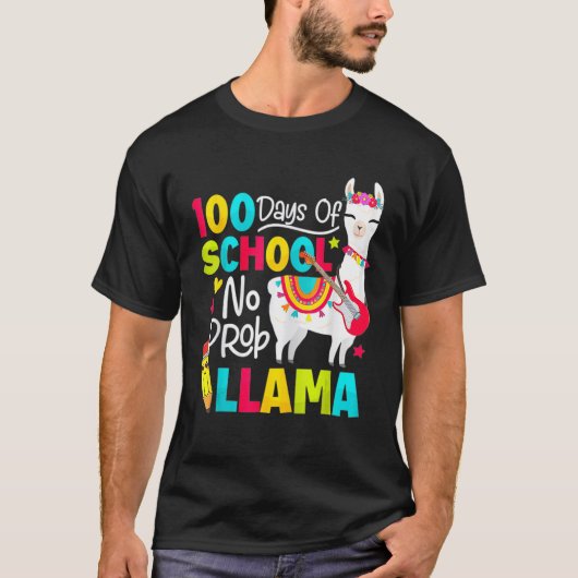 100 days of school no prob llama t-shirt (Voorkant)