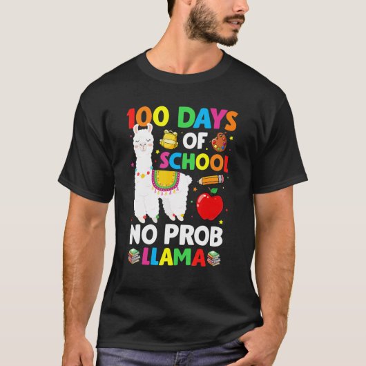 100 Days Of School No Prob Llama Teacher 100th Day T-shirt (Voorkant)