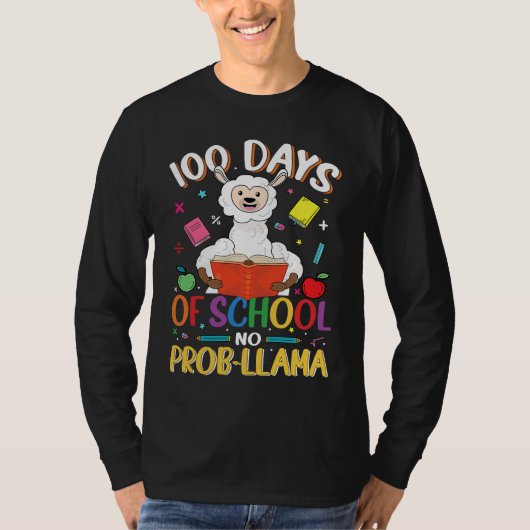 100 Days Of School No Prob llama Teacher Student 1 T-shirt (Voorkant)