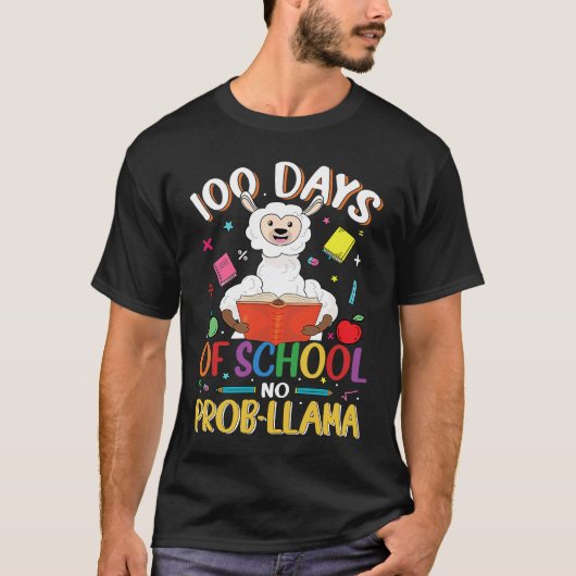 100 Days Of School No Prob llama Teacher Student 1 T-shirt (Voorkant)