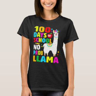 100 Days Of School No Problem Llama Girl 100th Day T-shirt