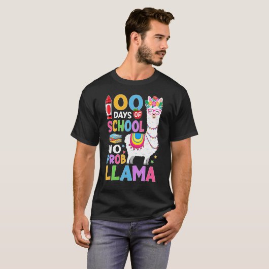 100 Days of School No Probllama 100th Day Girls St T-shirt (Voorkant volledig)