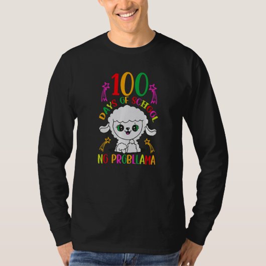 100 Days of School No Probllama 100th Day of Schoo T-shirt (Voorkant)
