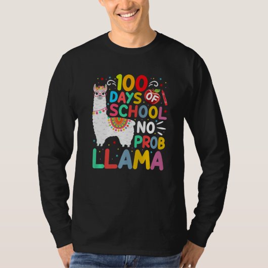 100 Days of School No Probllama Llama 100 Days of  T-shirt (Voorkant)