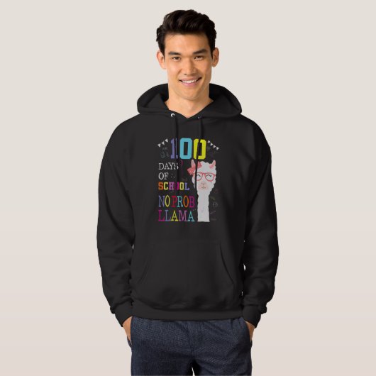 100 Days Of School  No Probllama Llama 100Th Day 8 Hoodie (Voorkant volledig)