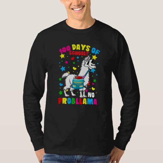 100 Days of School No Probllama Llama 100th Day Of T-shirt (Voorkant)