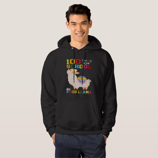 100 Days of School No Probllama Llama 100th Day Sm Hoodie (Voorkant volledig)