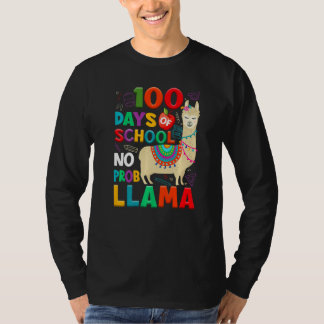 100 Days of School No Probllama Llama 100th Day Te T-shirt