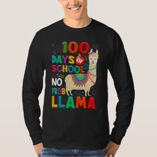 100 Days of School No Probllama Llama 100th Day Te T-shirt