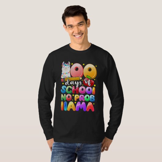 100 Days of School No Probllama Llama Gift Kids Gi T-shirt (Voorkant volledig)