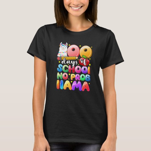 100 Days of School No Probllama Llama Gift Kids Gi T-shirt (Voorkant)