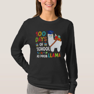 100 Days Of School No Probllama Llama Happy 100th  T-shirt