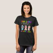 100 Days Of School No Probllama Llama Happy 100th  T-shirt (Voorkant volledig)