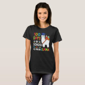 100 Days Of School No Probllama Llama Happy 100th  T-shirt (Voorkant volledig)