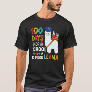 100 Days Of School No Probllama Llama Happy 100th  T-shirt