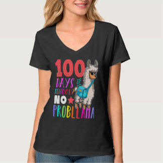 100 Days Of School No Probllama Llama Happy 100th  T-shirt