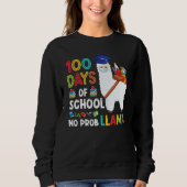 100 Days Of School No Probllama Llama Happy 100th  Trui (Voorkant)