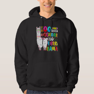 100 Days Of School No Probllama Llama Lover Happy  Hoodie