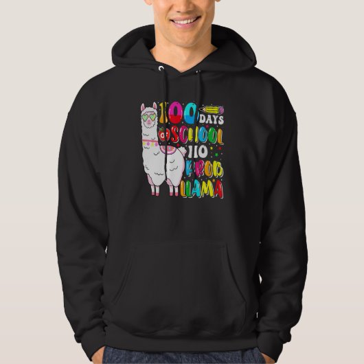 100 Days Of School No Probllama Llama Lover Happy  Hoodie (Voorkant)