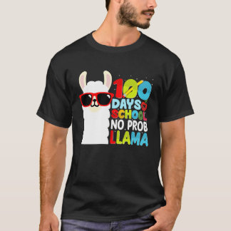 100 Days Of School No Probllama Llama Lover Studen T-shirt